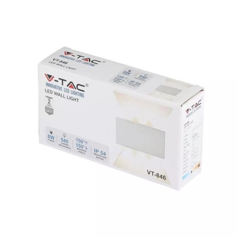 Oprawa Ścienna Góra Dół V-TAC 6W LED Biała IP54 VT-846 4000K 540lm