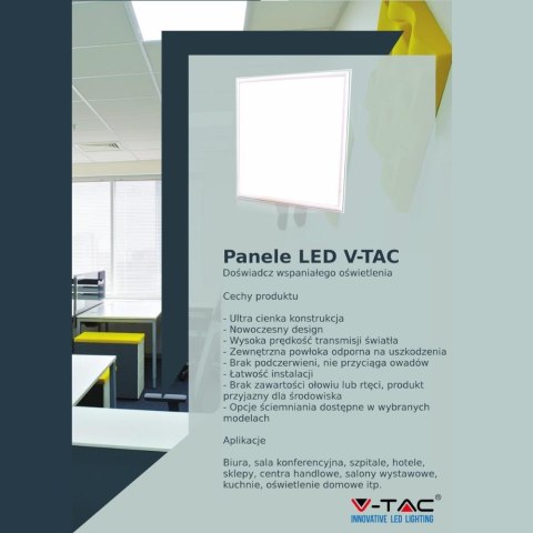 Panel LED V-TAC 45W 600x600 PMMA VT-6060 4000K 3600lm