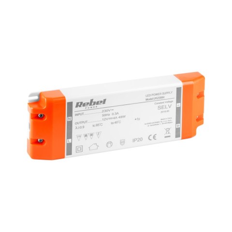 Zasilacz REBEL do sznurów diodowych LED 12V 4A (YSL60-1204000) 48Watt max. Zasilacz REBEL do sznurów diodowych LED 12V 4A (YSL60-1204000) 48Watt max.