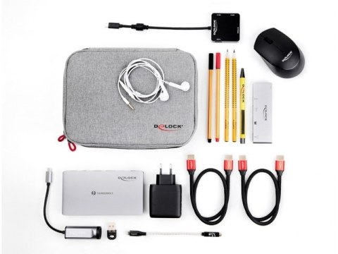 ETUI PODRÓŻNE ORGANIZER NA SŁUCHAWKI / ELEKTRONIKĘ / KABLE DELOCK SZARE ETUI PODRÓŻNE ORGANIZER NA SŁUCHAWKI / ELEKTRONIKĘ / KABLE DELOCK SZARE