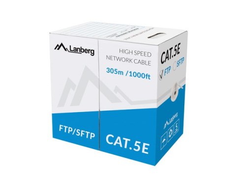 KABEL LAN FTP 100MB/S 305M DRUT CCA SZARY LANBERG KABEL LAN FTP 100MB/S 305M DRUT CCA SZARY LANBERG