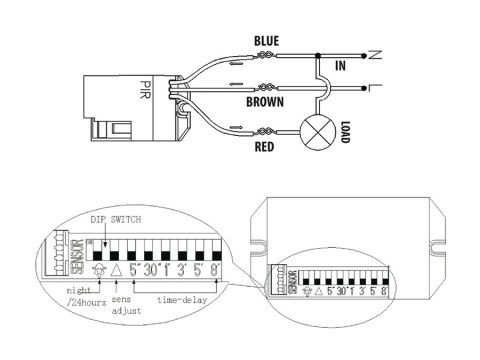 Czujnik ruchu PIR z zewnętrznym sensorem 800W 360st MCE32 Czujnik ruchu PIR z zewnętrznym sensorem 800W 360st MCE32