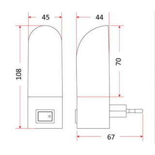 Lampka nocna do gniazdka LN-05 LED ciepło biała z wyłącznikiem