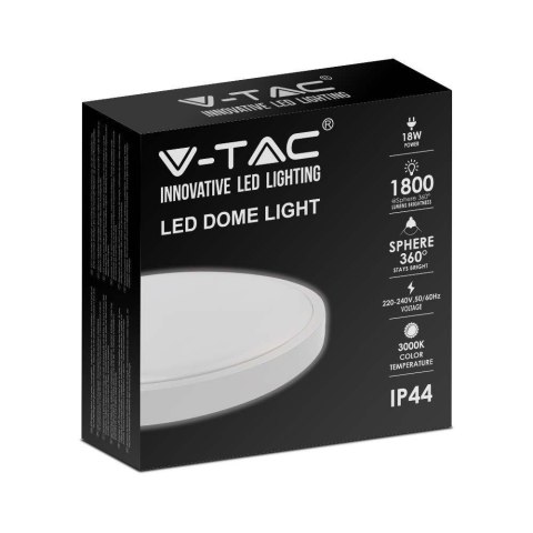 Plafon V-TAC 18W LED Okrągły IP44 23cm Biały VT-8618W-RD 3000K 1800lm