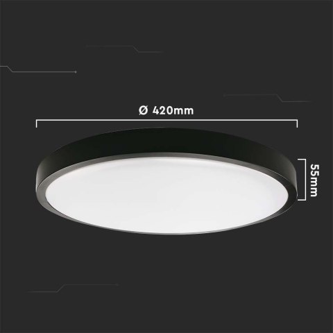 Plafon V-TAC 30W LED Okrągły IP44 42cm Czarny VT-8630B-RD 3000K 3000lm