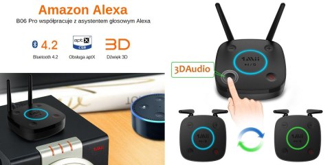 B06 Pro Odbiornik Bluetooth 5.0 1Mii aptX HD 50m B06 Pro Odbiornik Bluetooth 5.0 1Mii aptX HD 50m