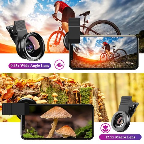 Dwa obiektywy telefonu szerokokątny x12 makro 0.45 Dwa obiektywy telefonu szerokokątny x12 makro 0.45