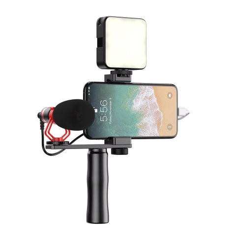 KIT Mikrofon do telefonu z selfie stick i lama LED KIT Mikrofon do telefonu z selfie stick i lama LED