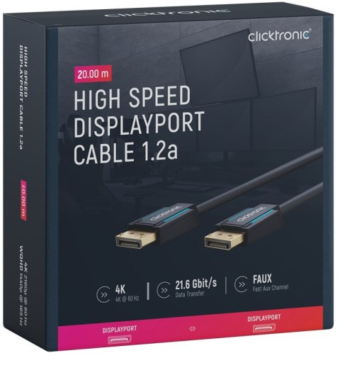 CLICKTRONIC Kabel DisplayPort DP - DP 1.2 4K 20m CLICKTRONIC