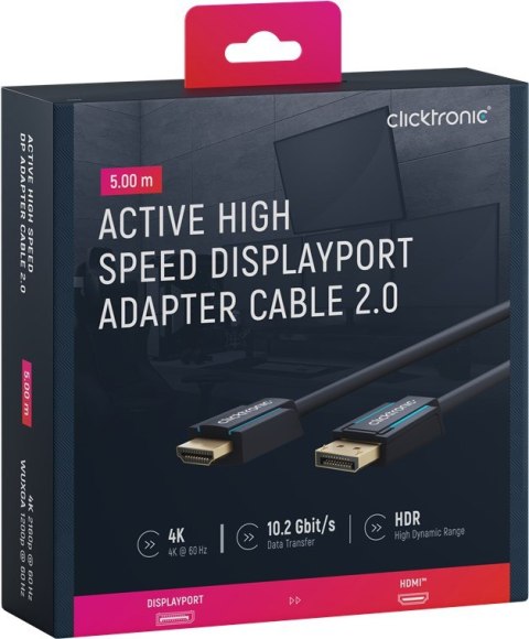 CLICKTRONIC Kabel DisplayPort DP - HDMI 2.0 4K 5m CLICKTRONIC