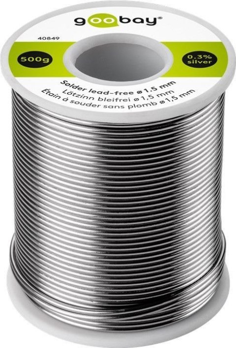 Cyna bezołowiowa SREBRO + MIEDŹ Goobay 1.5mm 500g Cyna bezołowiowa SREBRO + MIEDŹ Goobay 1.5mm 500g