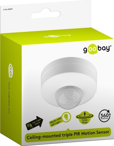 Czujnik ruchu SUFITOWY IR TRIPLE 360st 12m Goobay Czujnik ruchu SUFITOWY IR TRIPLE 360st 12m Goobay