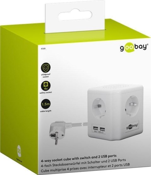 Listwa zasilająca CUBE kostka Goobay 4xAC 2xUSB Goobay