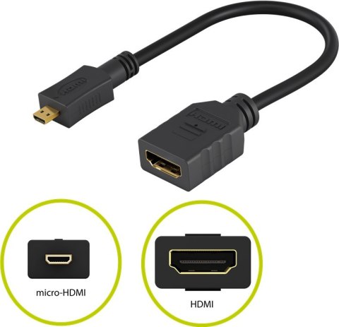 Adapter wt. micro HDMI - gn. HDMI 4K Goobay 15cm