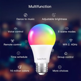 Inteligentna żarówka RGB WiFi E27 Tuya Laxihub x2 LAXIHUB