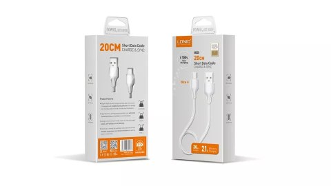 Kabel USB-A - Lightning LDNIO 20cm biały LS540L Kabel USB-A - Lightning LDNIO 20cm biały LS540L