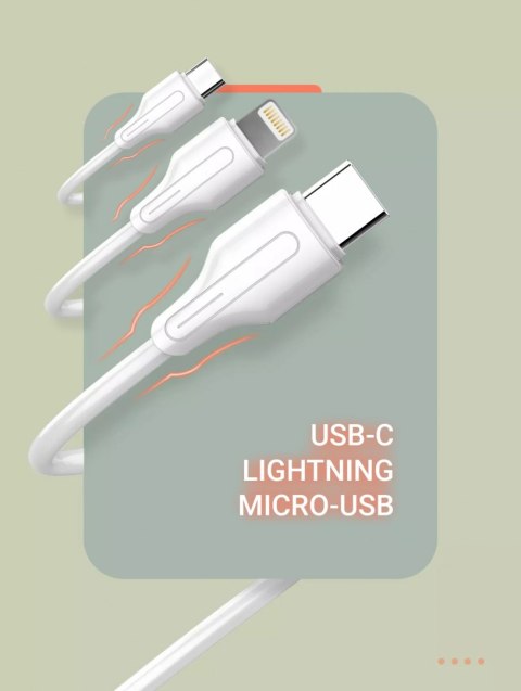 Kabel USB-A - USB-C LDNIO 20cm biały LS540C Kabel USB-A - USB-C LDNIO 20cm biały LS540C