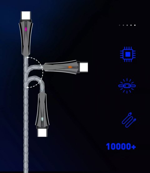 Kabel USB-A - USB-C LDNIO z LED 2m szary LS462C
