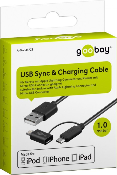 Kabel USB - microUSB + Apple Lightning Goobay 1m Kabel USB - microUSB + Apple Lightning Goobay 1m