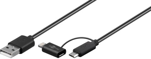 Kabel USB - microUSB + Apple Lightning Goobay 1m Kabel USB - microUSB + Apple Lightning Goobay 1m