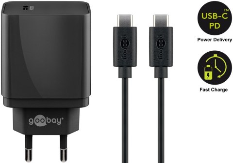 Ładowarka sieciowa USB-C PD 18W Goobay + kabel 1m