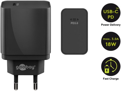 Ładowarka sieciowa USB-C PD 18W Goobay + kabel 1m