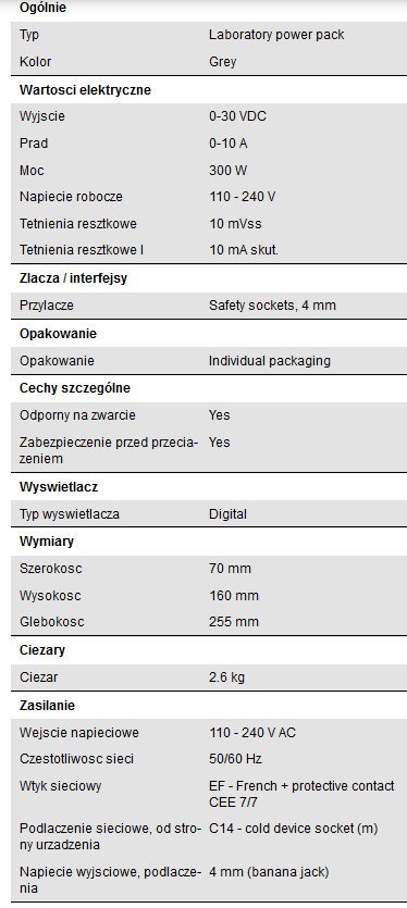 Zasilacz laboratoryjny 30V 10A PeakTech 6226 Zasilacz laboratoryjny 30V 10A PeakTech 6226