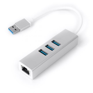 Multiport USB na 3 USB + RJ45 SPU-M07 srebrny SPACETRONIK