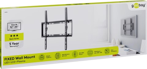Uchwyt TV Goobay BASIC FIXED M 32"-55" do 35kg Uchwyt TV Goobay BASIC FIXED M 32"-55" do 35kg