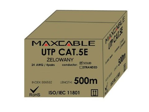 Przewód UTP5E drut Cu +żel 500m MAXCABLE II