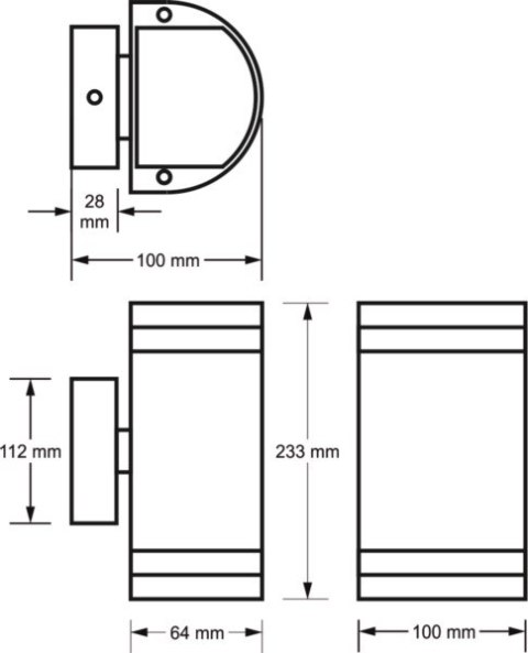 Oprawa elewacyjna Kortek 2x GU10 szary RAL7040 Oprawa elewacyjna Kortek 2x GU10 szary RAL7040