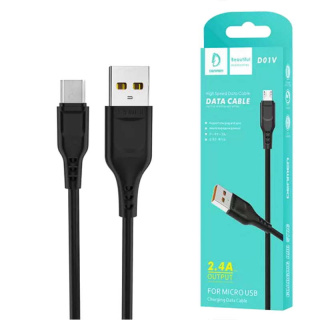 Denmen D01V-B Przewód microUSB 1m czarny