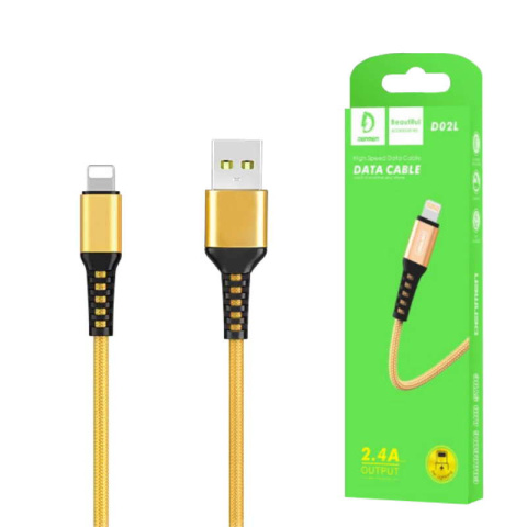 Denmen D02L Przewód USB Lightning Iphone złoty 1m