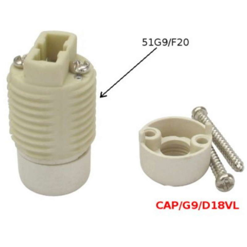 Oprawka do żarówki G9 ceramiczna CAP/G9/D18VL Oprawka do żarówki G9 ceramiczna CAP/G9/D18VL