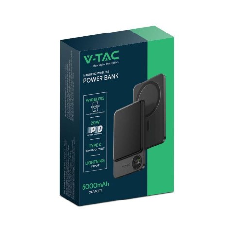 Power Bank V-TAC 5000mAh Szary Magnetyczny 9mm Aluminium, Lightning, LCD, SZYBKI 20W V-TAC VT-50005-SG Power Bank V-TAC 5000mAh Szary Magnetyczny 9mm Aluminium, Lightning, LCD, SZYBKI 20W V-TAC VT-50005-SG
