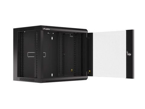 SZAFA INSTALACYJNA RACK WISZĄCA 19" 9U 450 CZARNA DRZWI SZKLANE LANBERG (ZŁOŻONA)