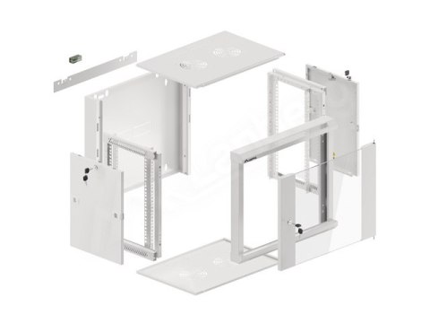 SZAFA INSTALACYJNA RACK WISZĄCA 19" 9U 450 SZARA DRZWI SZKLANE LANBERG (ZŁOŻONA)