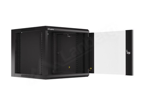 SZAFA INSTALACYJNA RACK WISZĄCA 19" 9U 600 CZARNA DRZWI SZKLANE LANBERG (ZŁOŻONA)