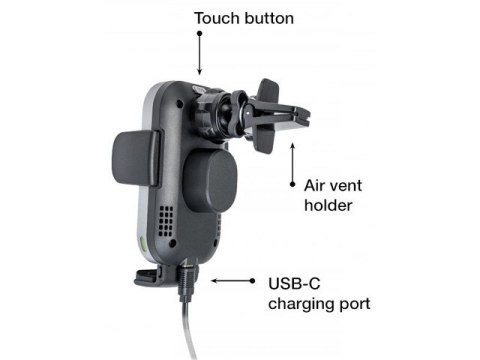 UCHWYT SAMOCHODOWY + ŁADOWARKA INDUKCYJNA DO TELEFONU/NAWIGACJI AIR VENT PRZYSSAWKA VERBATIM FWC-02