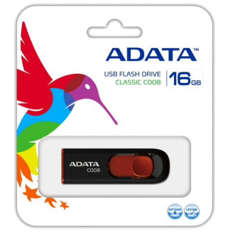 Adata Pendrive DashDrive Classic C008 16GB USB2.0 czarno-czerwony