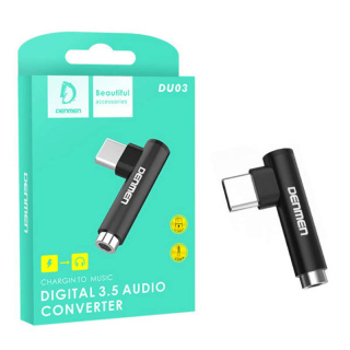 Denmen Adapter USB Typ-C na słuchawki Jack 3,5mm czarny