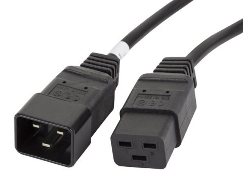 PRZEDŁUŻACZ KABLA ZASILAJĄCEGO IEC 320 C19->C20 SERWEROWY 1.8M VDE CZARNY LANBERG PRZEDŁUŻACZ KABLA ZASILAJĄCEGO IEC 320 C19->C20 SERWEROWY 1.8M VDE CZARNY LANBERG