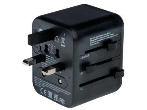 ADAPTER ZASILANIA UNIWERSALNY 100-250V EU, USA, JAPONIA, AUSTRALIA, UK + 1X USB/1X USB-C VERBATIM