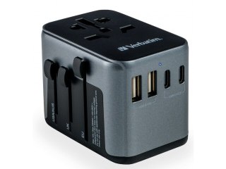 ADAPTER ZASILANIA UNIWERSALNY 100-250V EU, USA, JAPONIA, AUSTRALIA, UK + 2X USB/3X USB-C VERBATIM