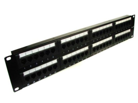 Patch panel 48-port UTP6 2U 19" złącza dual block- Patch panel 48-port UTP6 2U 19" złącza dual block-