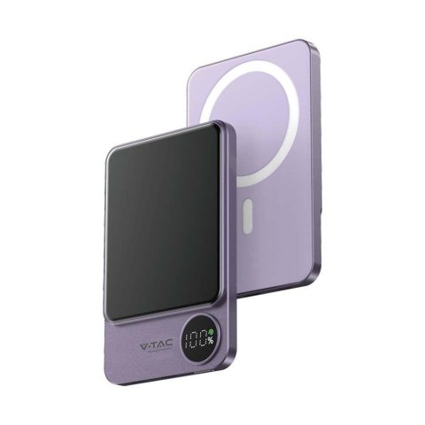 Power Bank V-TAC 5000mAh Fiolet Magnetyczny 9mm Aluminium, Lightning, LCD, SZYBKI 20W V-TAC VT-50005-P Power Bank V-TAC 5000mAh Fiolet Magnetyczny 9mm Aluminium, Lightning, LCD, SZYBKI 20W V-TAC VT-50005-P