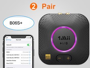 B06S Plus Odbiornik audio Bluetooth 5.2 aptX 30m B06S Plus Odbiornik audio Bluetooth 5.2 aptX 30m