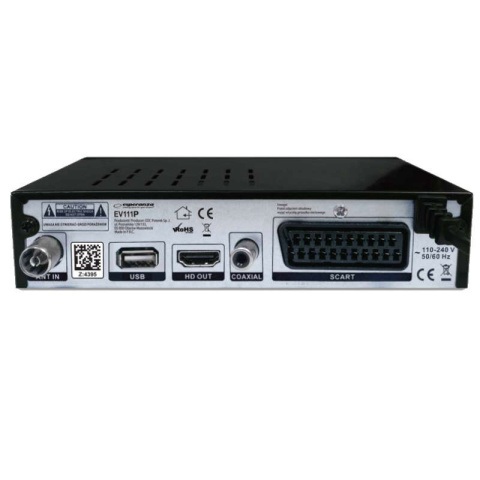 Esperanza EV111P Dekoder tuner DVB-T2 HEVC z programowalnym pilotem Esperanza EV111P Dekoder tuner DVB-T2 HEVC z programowalnym pilotem