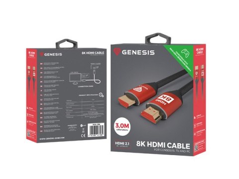 KABEL HDMI M/M V2.1 3M 8K 60HZ PREMIUM DO XBOX SERIES X/S GENESIS KABEL HDMI M/M V2.1 3M 8K 60HZ PREMIUM DO XBOX SERIES X/S GENESIS