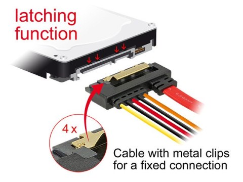 KABEL SATA DATA III (6 GB/S) 22 PIN(F)->SATA 7 PIN(F) + 2 PIN(F) 10CM 5V DELOCK